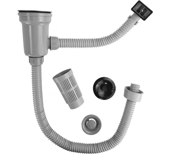 Изображение товара Сифон для нержавеющей мойки YOYO-1 3.5 дюйма, с переливом и фильтр-стаканом 901274