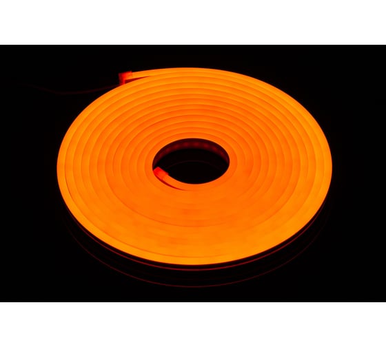 Изображение товара Неоновая светодиодная лента MAKSILED 5м, 6x12мм, 12В, 8Вт/м, 120 led/m, ip33, рез 25мм (силикон), оранжевый, ML-NF-6mm-Orange