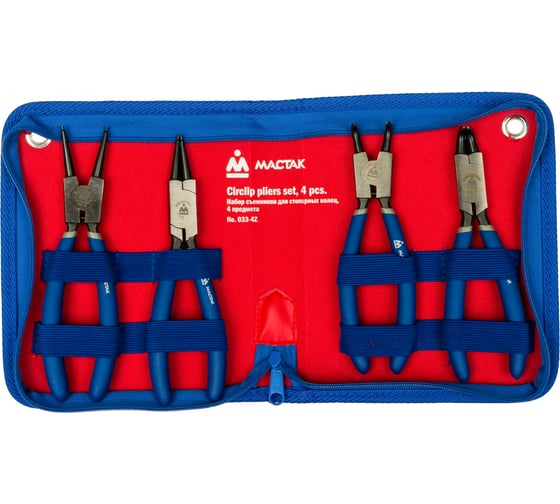 Изображение товара Набор съемников для стопорных колец (4 предмета в футляре на молнии) МАСТАК 033-4Z