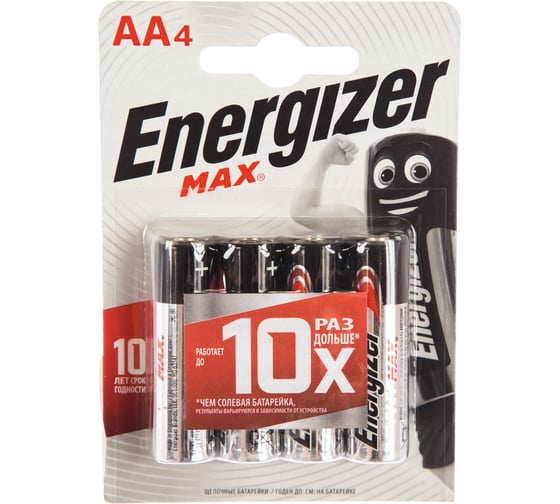 Изображение товара Щелочная батарейка Energizer LR6 AA MAX 1.5В бл/4 7638900437645