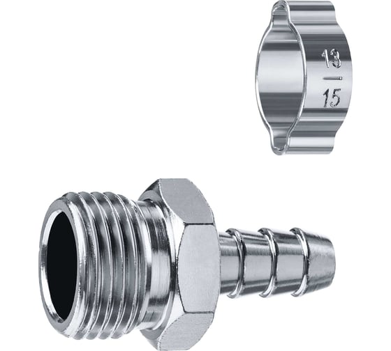 Изображение товара Переходник ЗУБР Профессионал штуцер "елочка" 10 мм - 1/2"M, с обжимным хомутом 64924-1/2-10