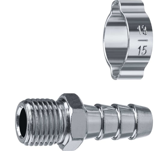 Изображение товара Переходник ЗУБР Профессионал штуцер "елочка" 10 мм - 1/4"M, с обжимным хомутом 64924-1/4-10