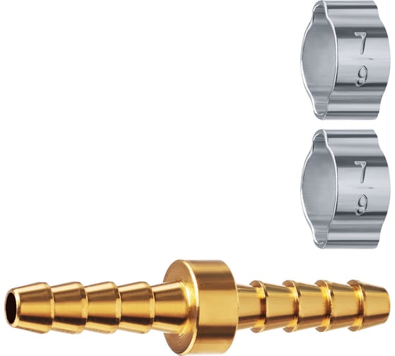 Изображение товара Штуцер соединительный ЗУБР Профессионал "елочка"-"елочка" 6 мм с обжимными хомутами 64925-06