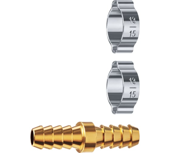 Изображение товара Штуцер соединительный ЗУБР Профессионал "елочка"-"елочка" 10 мм с обжимными хомутами 64925-10