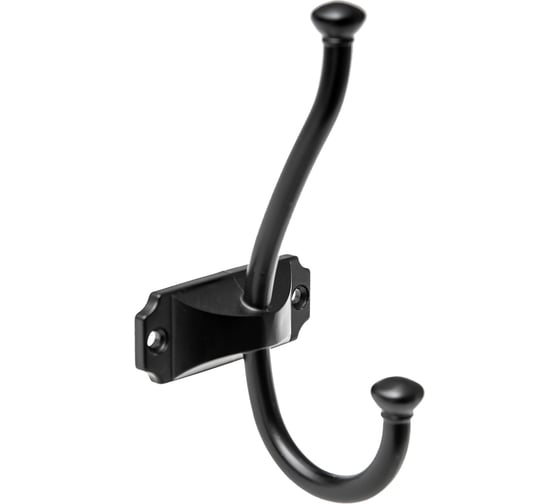 Изображение товара Мебельный крючок Kerron двухрожковый, матовый черный KR 0420 BL