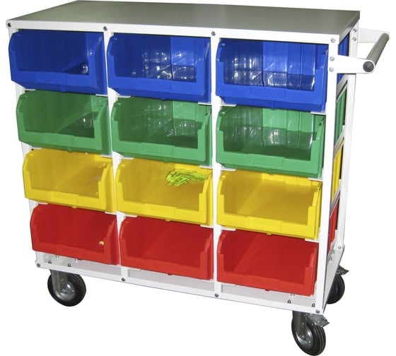 Изображение товара Стеллаж с направляющими Стелла-техник мобильный, односторонний, 12 ячеек, V4-12-200-К