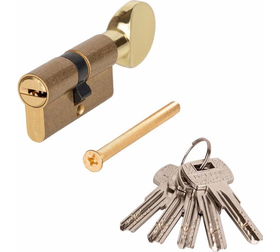 Изображение товара Латунный цилиндр Marlok ЦМВ 60-5к, перфорированный ключ/вертушка, PB (золото) 028108