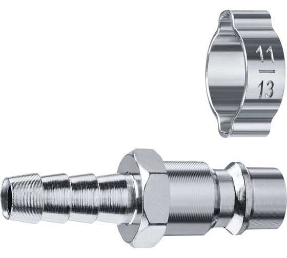 Изображение товара Переходник ЗУБР Профессионал штуцер "елочка" 8 мм - рапид штуцер, с хомутом 64918-08