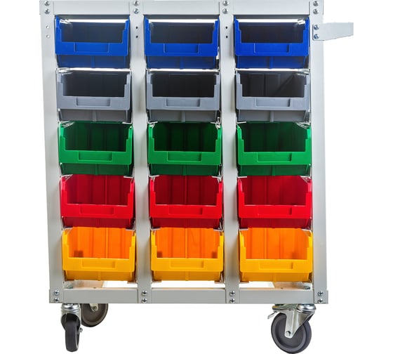 Изображение товара Стеллаж с направляющими Стелла-техник мобильный, односторонний, 15 ячеек, V3-15-125-И