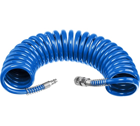 Изображение товара Воздушный спиральный шланг ЗУБР с фитингами рапид, 5 м, 8x12 мм, 15 бар 6472-05