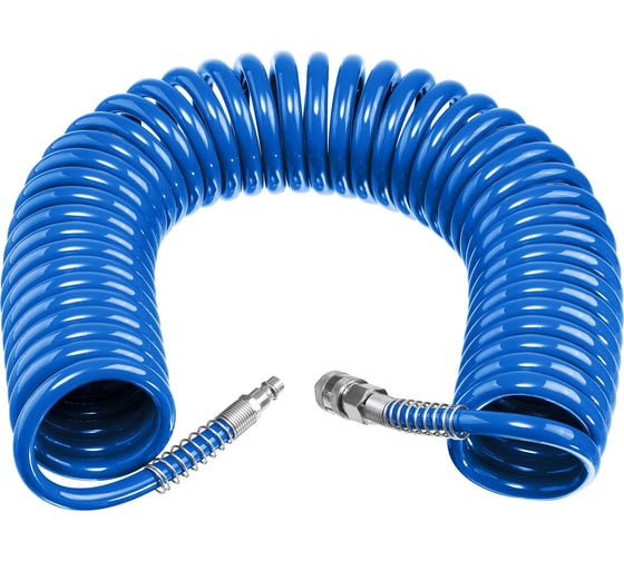Изображение товара Воздушный спиральный шланг ЗУБР с фитингами рапид, 15 м, 6x8 мм, 15 бар 6473-15