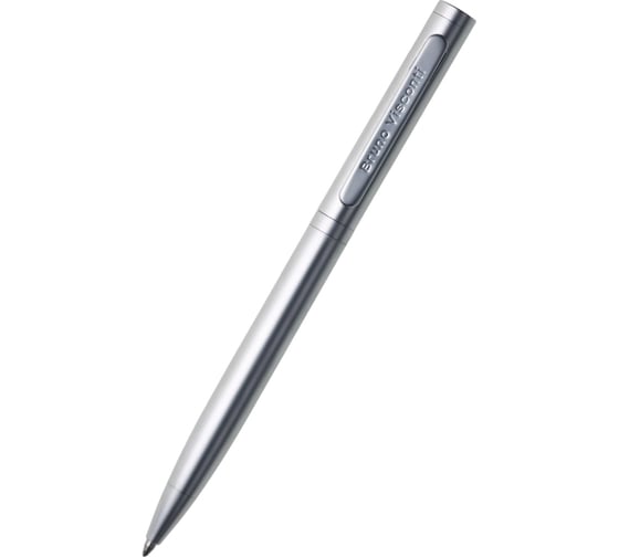 Изображение товара Автоматическая шариковая ручка Bruno Visconti bv firenze 1 мм синяя корпус серебряный, тубус прямоугольный серый 20-030203 1763282