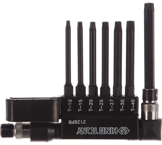 Изображение товара Набор вставок бит с воротком-битодержателем (1/4", TORX, T10-T40, L = 60 мм, 8 предметов) KING TONY 2128PR