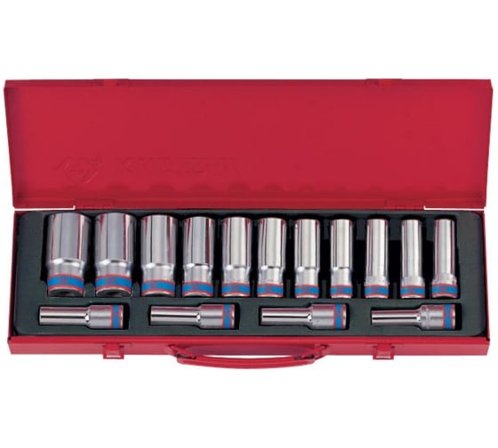 Изображение товара Набор глубоких торцевых головок (1/2", шестигранные, 10-32 мм, 15 предметов) KING TONY 4315MR
