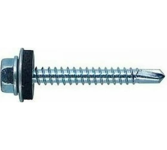 Изображение товара Кровельный саморез КВАДРА 6.3x50 цинк, сверло PT.3, шайба EPDM, уп. 100 шт. 630501001100