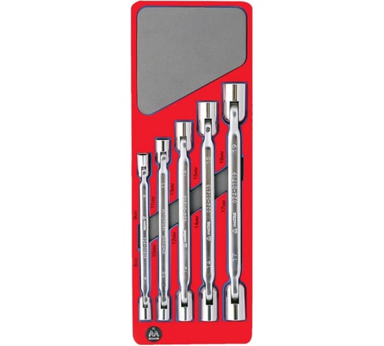 Изображение товара Набор шарнирных ключей (зеркальная полировка, ложемент, 5 предметов) МАСТАК 5-2405