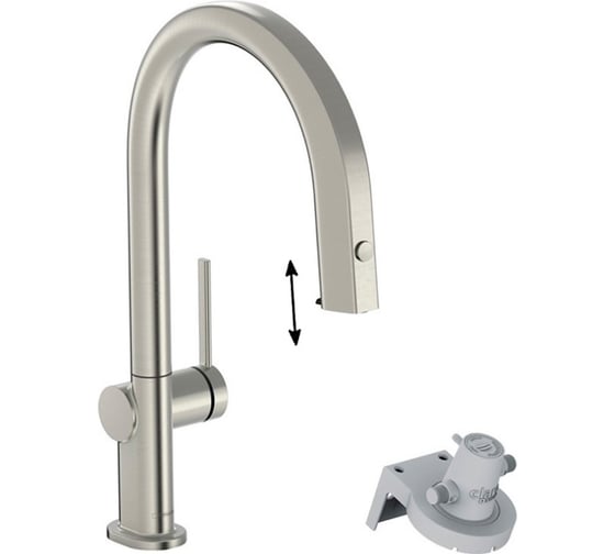 Изображение товара Смеситель для кухни Hansgrohe Aqittura m91 210 1j с вытяжным изливом с подключением к фильтру питьевой воды, сталь 76803800 00000126672