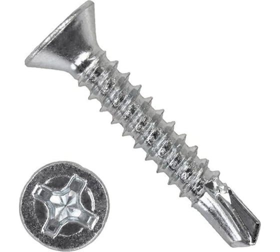 Изображение товара Саморез КВАДРА DIN 7504 P 4.2x25 цинк, коp. 500 шт., потайной, шлиц PH2, сверло 504202503500