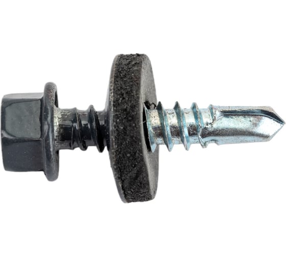 Изображение товара Кровельный саморез STARFIX 5.5x25 мм, цинк, шайба с прокладкой, PT3, RAL 7024, 250 шт. SMC3-32502-250