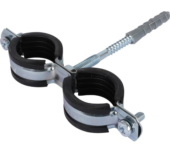 Изображение товара Двойной хомут для труб STOUT Sac-0020-200001 1"(32-35) к-т: хомут, шпилька-шуруп, дюбель пл. RG00914JHLOBQP