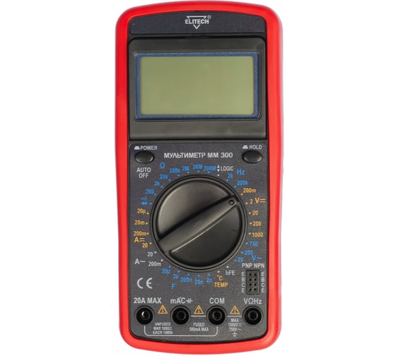 Изображение товара Мультиметр Elitech ММ 300 (пост 1000В/перем 750В) 182087