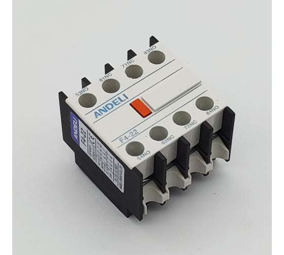 Изображение товара Приставка дополнительных контактов F4-22 фронтальная 2NO+2NC к контактору CJX2 ANDELI артикул ADL08-161
