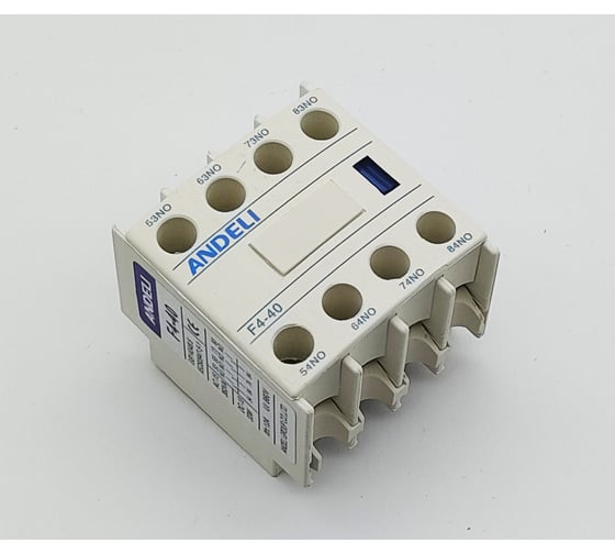 Изображение товара Приставка дополнительных контактов F4-40 фронтальная 4NO к контактору CJX2 ANDELI артикул ADL08-163