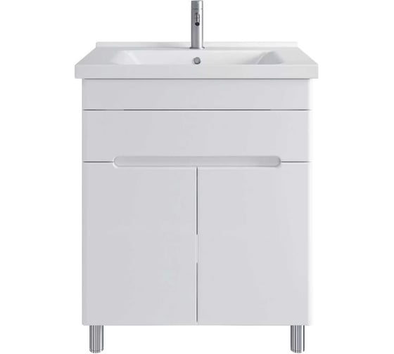 Изображение товара Напольная тумба для ванной комнаты Sanstar модена 70 с раковиной миранда 70 (комплект) белая 224.1-1.4.1.КМИР