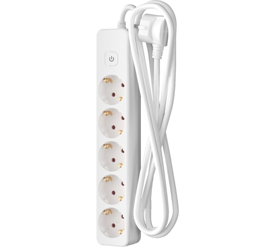 Изображение товара Удлинитель сетевой ФОТОН 2м 5 розеток 16А с выключателем, с заземлением, Белый 21207