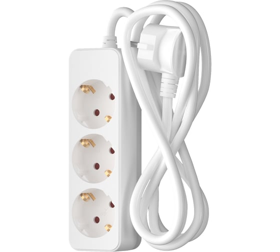 Изображение товара Сетевой удлинитель 1х3, 3м, 16А, с заземлением, белый ФОТОН 16-33Е 11848