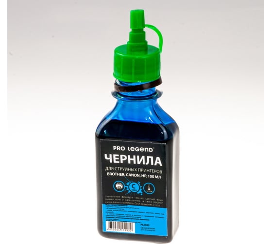Изображение товара Чернила Pro Legend 100 мл, Cyan, голубые, для струйных принтеров Brother, Canon, HP PL5505