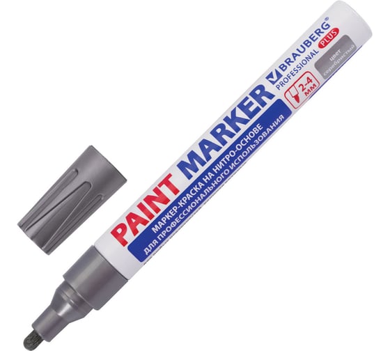 Изображение товара Лаковый маркер-краска BRAUBERG paint marker 4 мм, серебряный, нитро-основа, алюминиевый корпус 151448