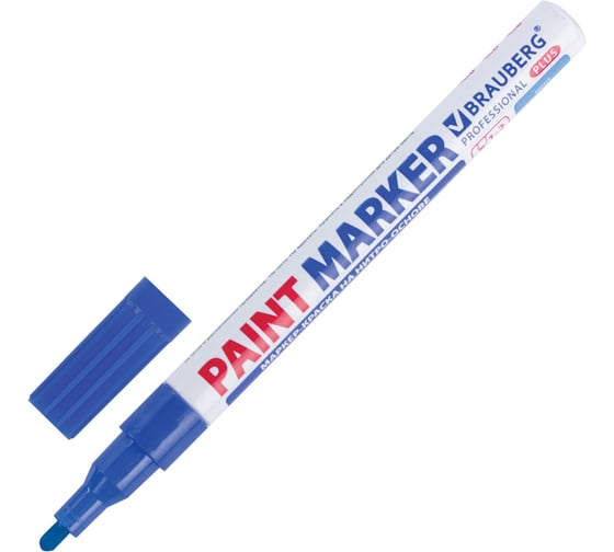Изображение товара Лаковый маркер-краска BRAUBERG paint marker 2 мм, синий, нитро-основа, алюминиевый корпус 151441