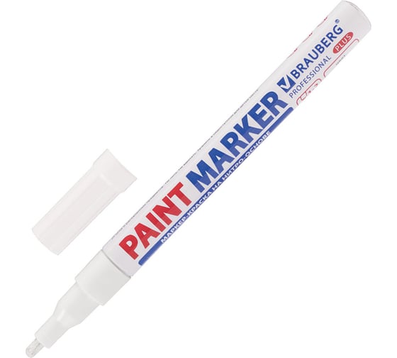 Изображение товара Лаковый маркер-краска BRAUBERG paint marker 2 мм, белый, нитро-основа, алюминиевый корпус 151438
