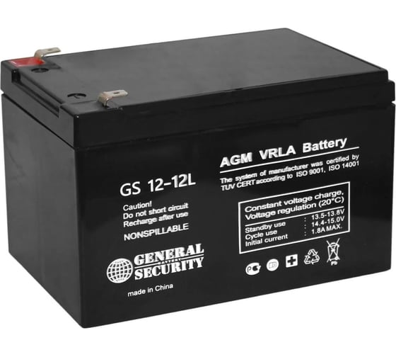 Изображение товара Аккумуляторная батарея General Security GS12-12L 12В, 12 Ач УТ-00001373