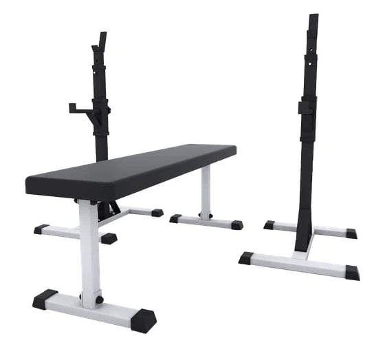 Изображение товара Комплект BARFITS стойка для штанги new age 3.0 + скамья для жима, бело-белая сснэ0