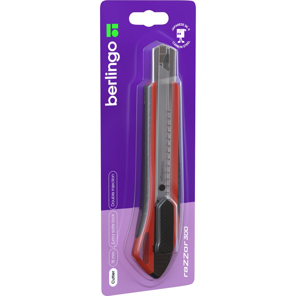 Изображение товара Канцелярский нож Berlingo razzor 300 18 мм с автоматической фиксацией