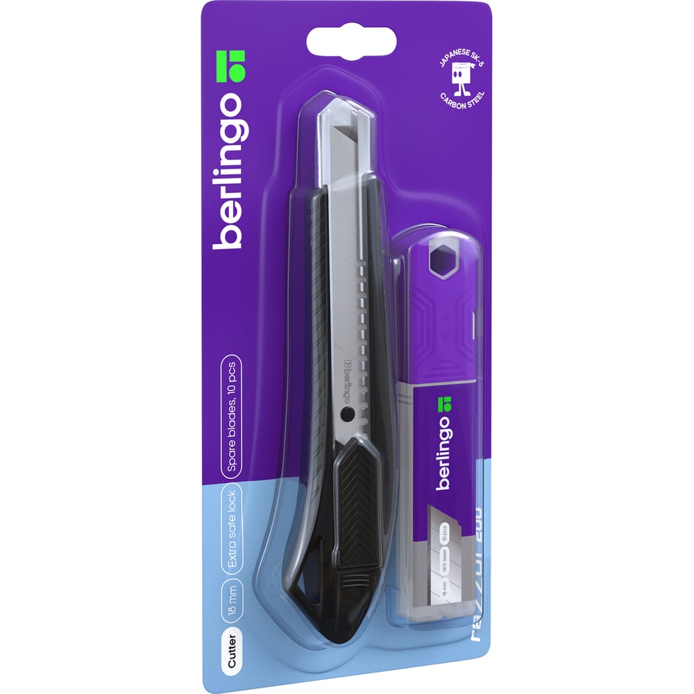 Изображение товара Канцелярский нож Berlingo razzor 200 18 мм с 10 сменными лезвиями