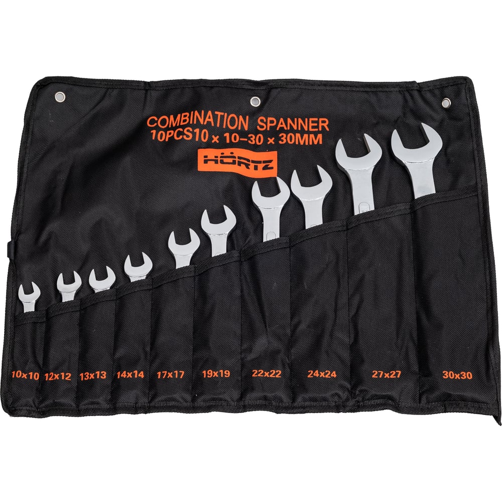 Изображение товара Набор комбинированных ключей HORTZ HOR 10-30, хромированный 1086386