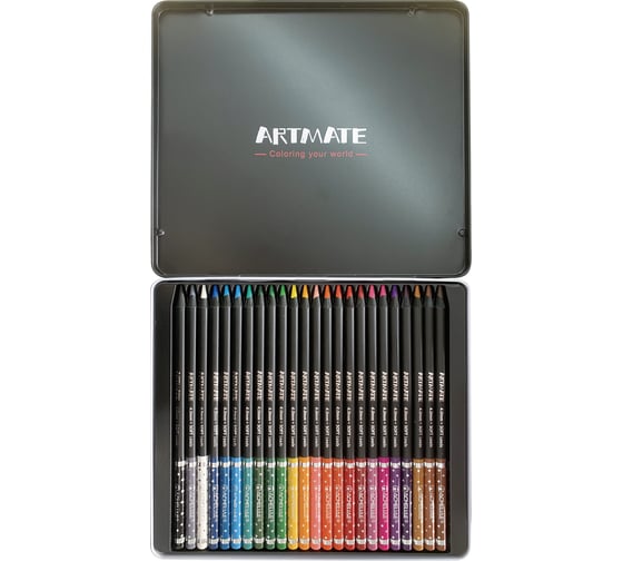 Изображение товара Набор цветных карандашей ACMELIAE blackwood artmate 24 цвета, в металлическом футляре 43568