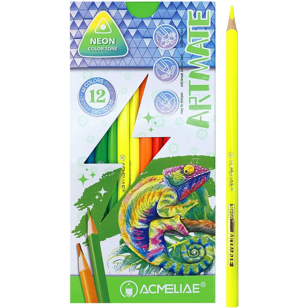 Неоновых набор цветных карандашей ACMELIAE набор карандашей цветных cretacolor artist studio line 5 неоновых цветов 1 графитовый hb