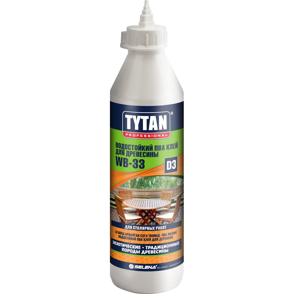 Изображение товара Клей ПВА Tytan PROFESSIONAL WB 33 D3 для древесины 750 г водостойкий