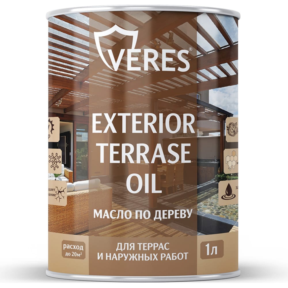 Масло для дерева VERES biofa 2043 масло защитное для наружных работ с антисептиком 1 л 4312 садова