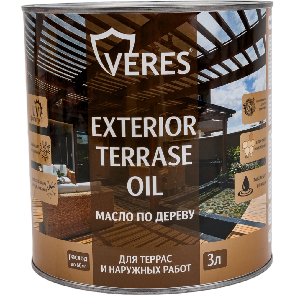 Масло для дерева VERES biofa 2043 масло защитное для наружных работ с антисептиком 1 л 4302 золотистый тик