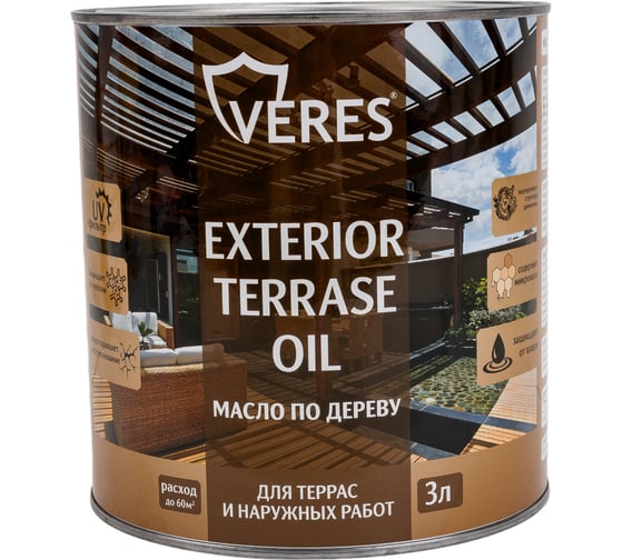 Изображение товара Масло для дерева VERES exterior terrase oil, 3 л, белое 255541