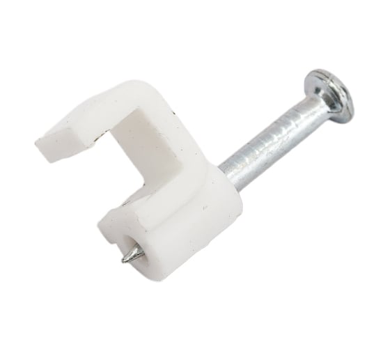 Изображение товара Пластиковая плоская скоба с гвоздем FORTISFLEX СПП 4 50шт 49448