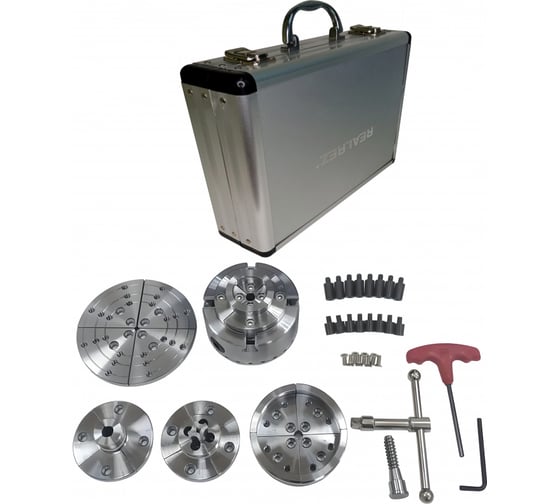 Изображение товара Комплект 95 мм патрон и кулачки GR-CHUK для токарного станка по дереву REALREZ REZ-GR-CHUK