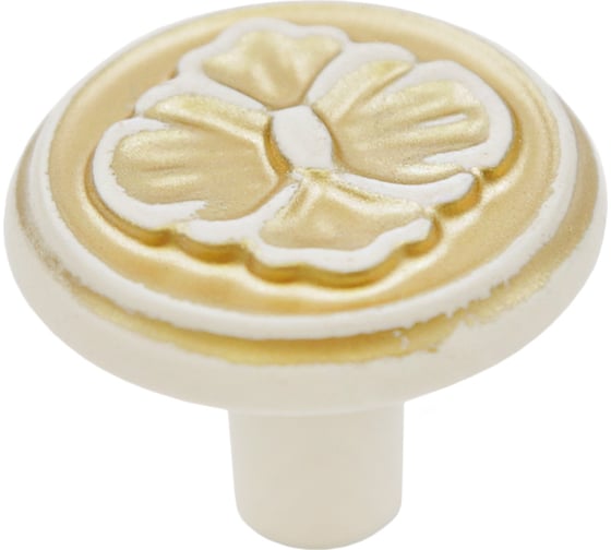 Изображение товара Ручка-кнопка Kerron белый с золотом RK-122 WG