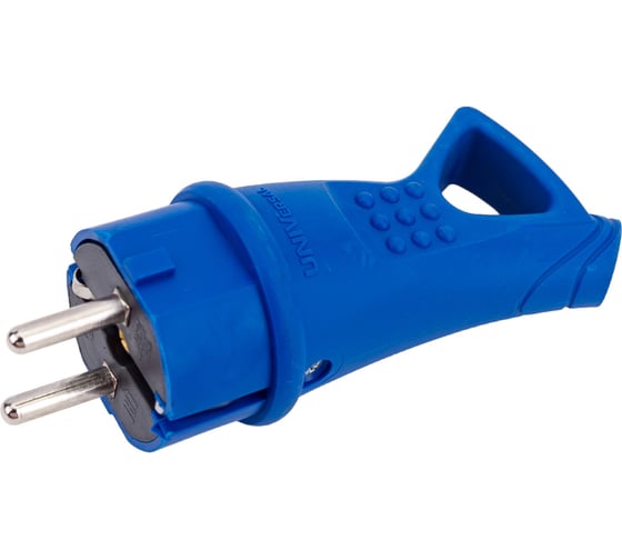 Изображение товара Вилка с ушком UNIVersal c заземлением каучук 16а 250в ip44 цвет синий еврослот 3040