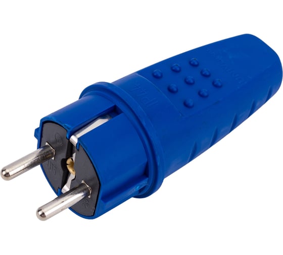 Изображение товара Вилка прямая c заземлением каучук 16а 250в ip44 цвет синий еврослот UNIVersal 3041